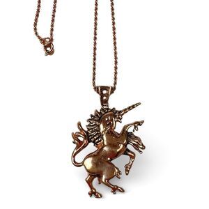 Han Cholo Last Unicorn Pendant Rope Chain Necklace Rose Gold Vintage Y2K
